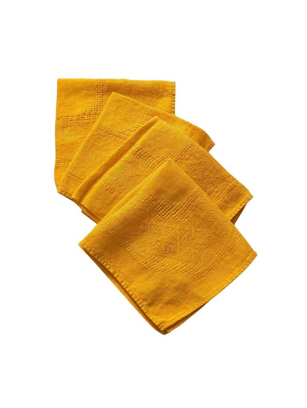 Vintage Marigold Yellow Irish Linen Napkins - Set of 4